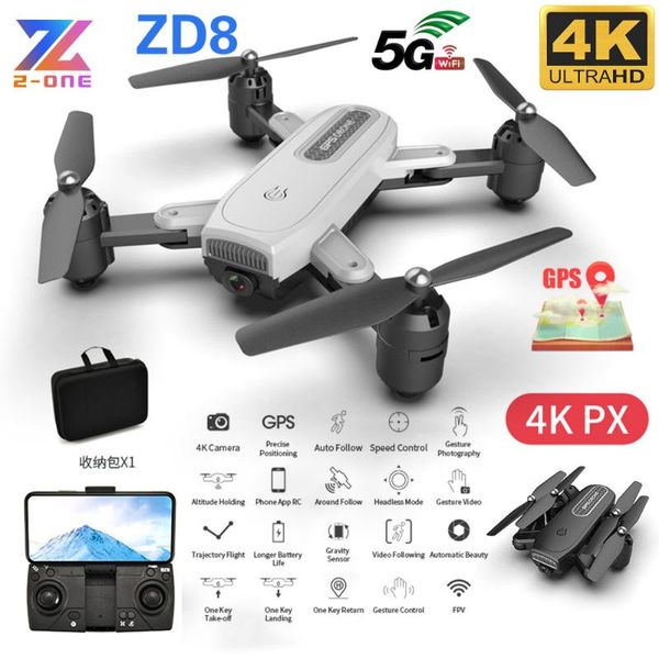 

zd8 rc drone 4k with camera hd 1080p one key return gps adjustment speed wide angle 2.4g /5g wifi professional quadcopter dron