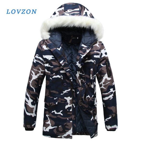 

камуфляж down parkas куртки мужская утепленная с капюшоном пальто мужской меховой воротник ветровки зимняя куртка мужчины military вниз шине, Black;brown