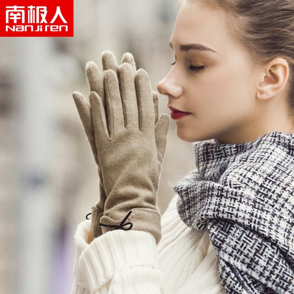 

ladies of antarctica autumn winter wool women korean version solid color plush thickened warm touch screen gloves driving students