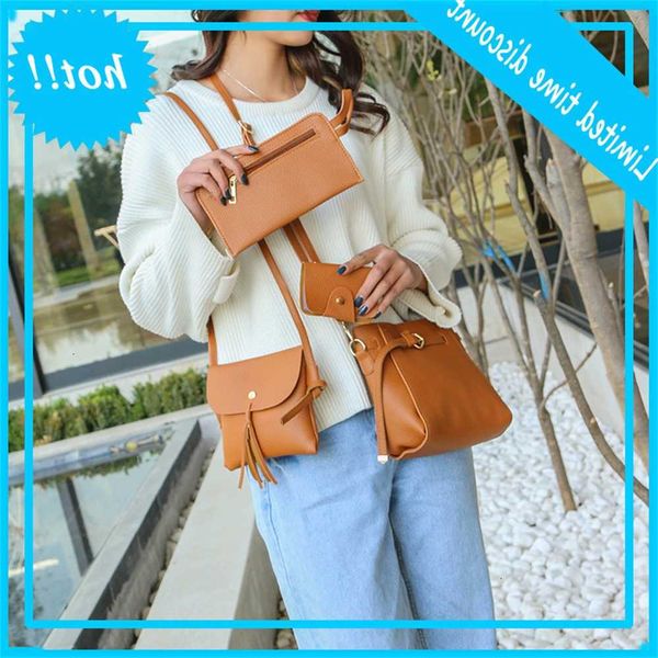 

new style 4-piece belt one shoulder slant cross portable women's bag
