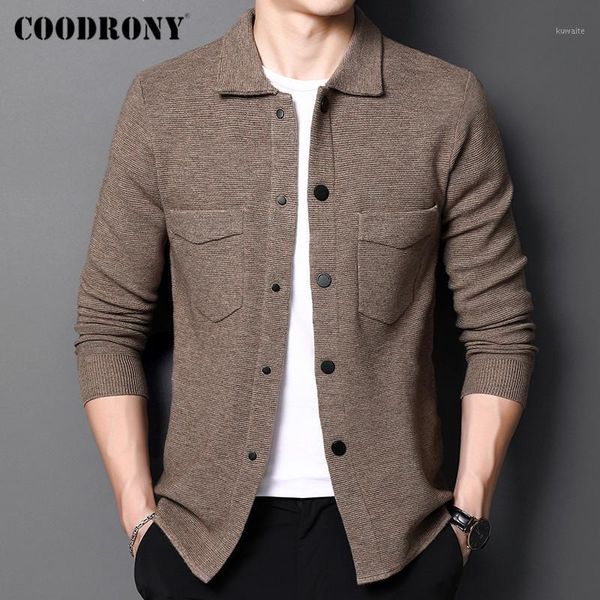 

coodrony brand spring autumn new arrival casual sweater cardigan coat men streetwear fashion big pocket knitwear clothing c12751, White;black