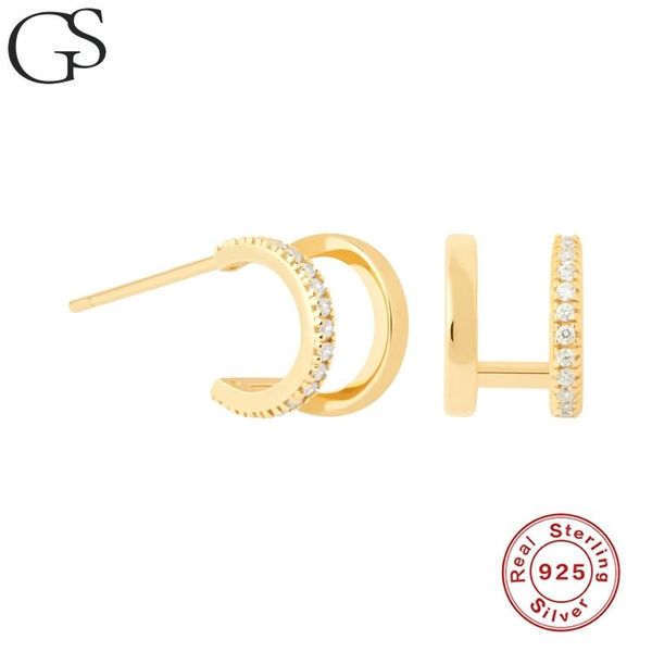 

stud gs 925 silver earrings sterling s925 plata piercing ear rings unusual creative personal delicate women pendientes, Golden;silver