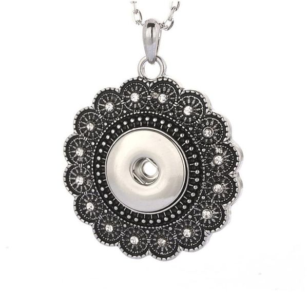 

boom life vintage round 18mm metal snap necklace & pendant sterling jewelry with bead chain statement woman diy jllicn, Silver