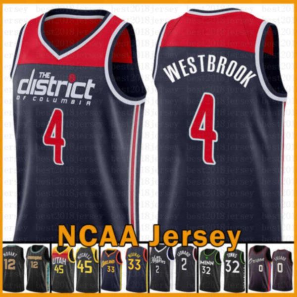 

russell men 4 westbrook washington wizards new stephen 30 curry jayson 0 tatum zion 1 williamson basketball jersey 2020 2021 new, Black;red