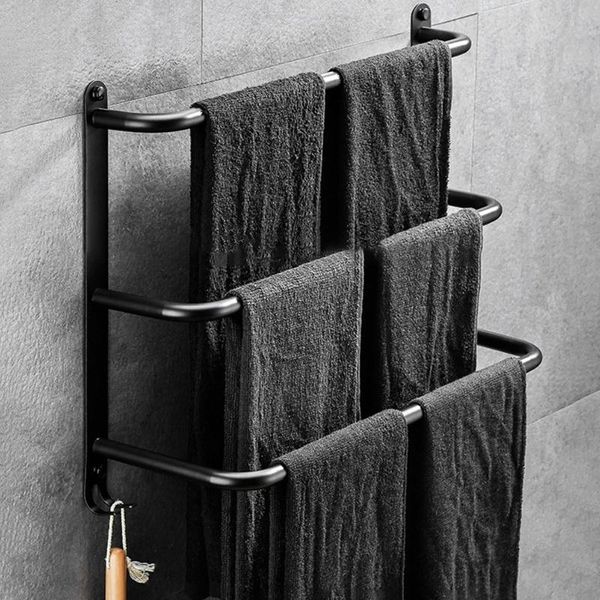Portasciugamani Premium Bar Rack Appendiabiti Doppio gancio da parete per bagno e cucina
