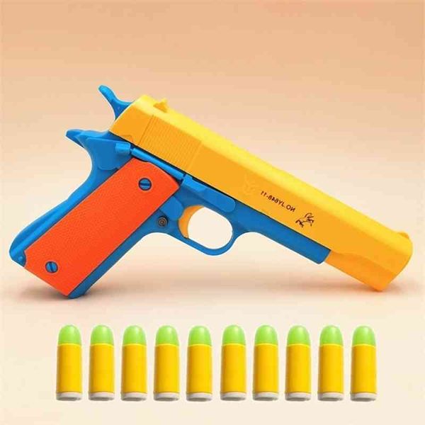 

5444new m1911 glock toys children's toy soft bullet pistol can throw the shell hand pull model simulation gun boys gift