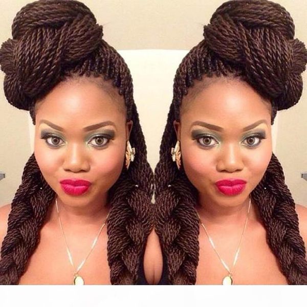 

natural hairline synthetic lace front wig brown color braided box braids wig with baby hair braided wig for black african women