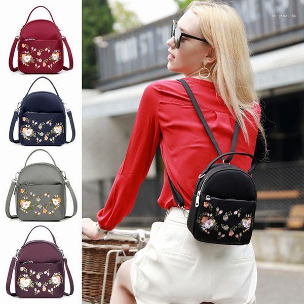 

backpack mini women handbags nylon embroidery multifunction small backpacks1