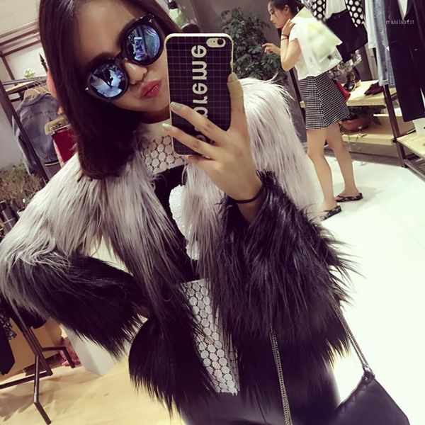 

z 2020 elegant furry faux fur coat fluffy warm long sleeve female outerwear winter coat women jacket hairy overcoat outerwear*1, Black