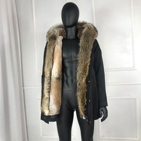 

2020 new mens winter outwear real fur collar fur lined hooded parka1, Black