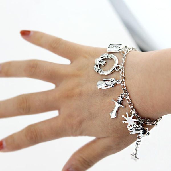 

buffy the vampire slayer charm bracelet cross vampire fangs silvertone charm bracelet1, Golden;silver