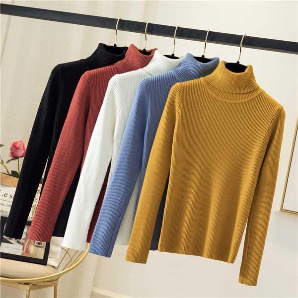 

turtleneck women sweater knitted pullovers long sleeve winter clothes women solid fashion girls sweaters1, White;black
