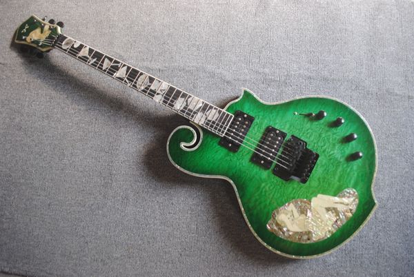 

custom 6 strings electric guitar in green color accept guitar bass customization active pickup ems