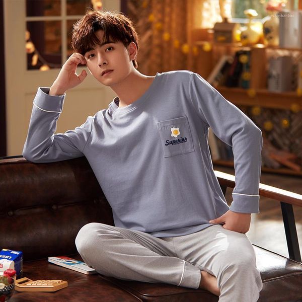 

6535cotton pullover long sleeve trousers pajama a sets winter boy man jammies o-neck home casual sleepwear nightwear pyjamas cke1, Black;brown