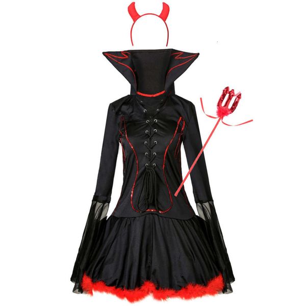 

women's halloween vampire devil costume cosplay masquerade party performance uniform, Black;gray