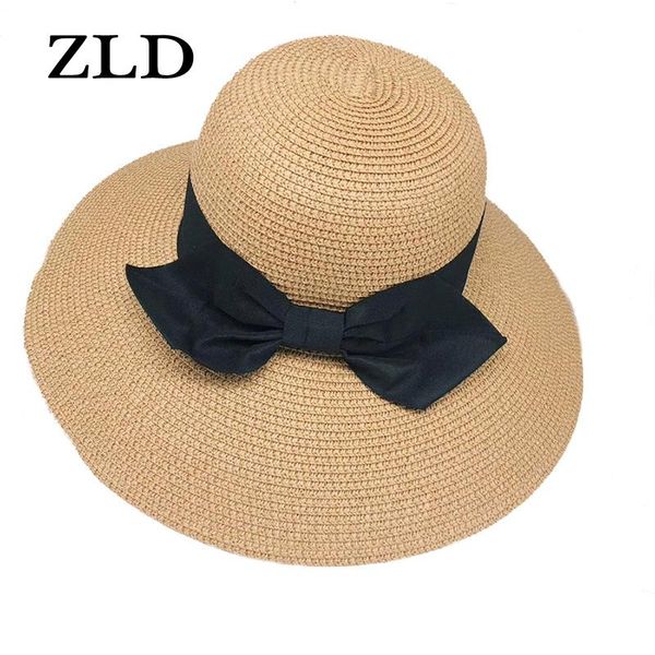 

zld new summer parent-child beach hat for men and women casual straw hat men and women brand women's flat flat straw sun, Blue;gray