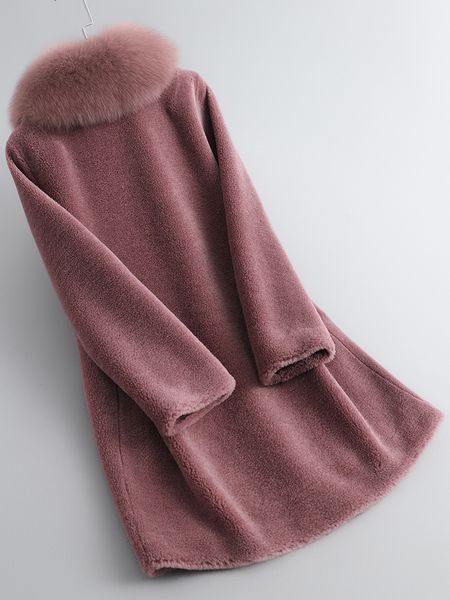 

2020 новое пальто chenille womens mid-the mom mod носить fox whero chill holld-aged и пожилой меховой пальто ягненка, Black