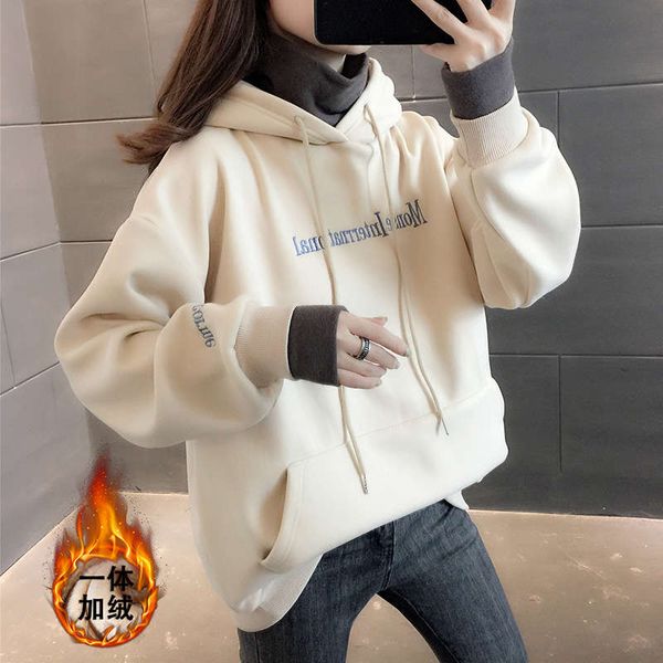 

2020 new sweater women's autumn and winter plush loose korean versatile coat foreign style top, Black