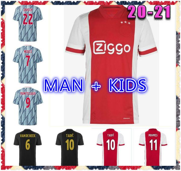 

20 21 ajax fc soccer jersey 2020 2021 promes álvarez tadic neres ziyech van beek afc ajax football shirt uniforms maillot, Black;yellow