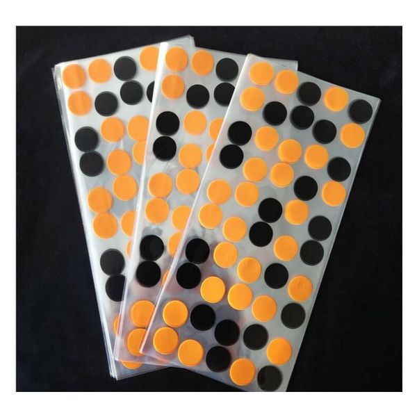 

50 шт. 12.5x27.5 см открытый топ опп полиэтиленовый пакет черные золотые точки напечатаны небольшие бисквитные упаковочные сумки для вечерин