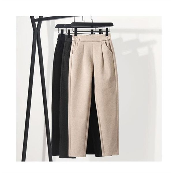 

2020 autumn winter women pant cashmere pants warm female casual pants loose harlan long trousers plus size, Black;white