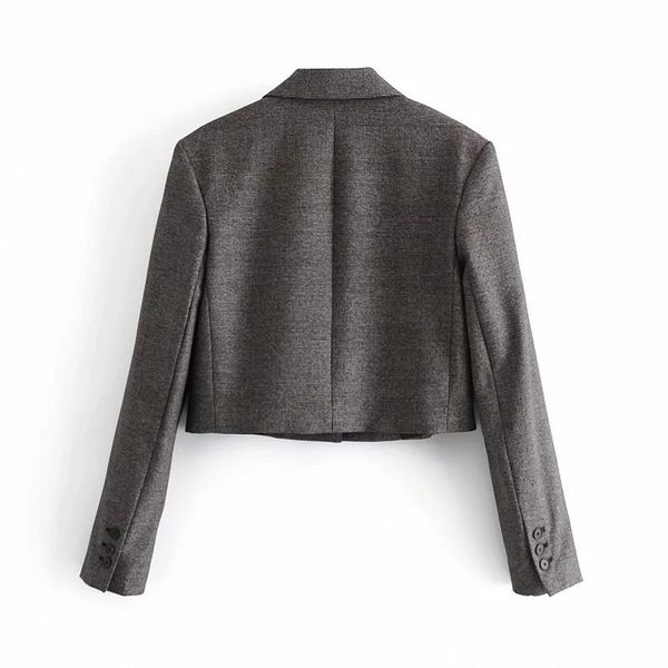 

new plaid cropped blazer women 2021 autumn long sleeve checked woman casual vintage short jacket female outerwear 0wvr, White;black