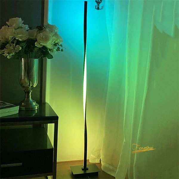 

modern rgb dimming led floor lamp for living room standing pole floor light bedrooms offices bright indoor decor stand lamp