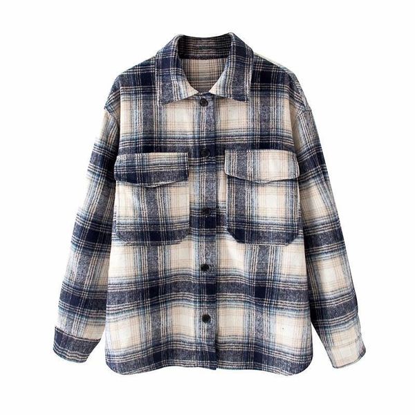 

vintage elegant women contrast colors plaid shirt jacket sweet girls street wear fashion female button pockets check jackets, Black;brown
