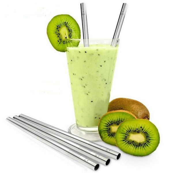 

metal straw 200x drinking eco-friendly stainless steel straight reusable straws for beer fruit juice drink #3985