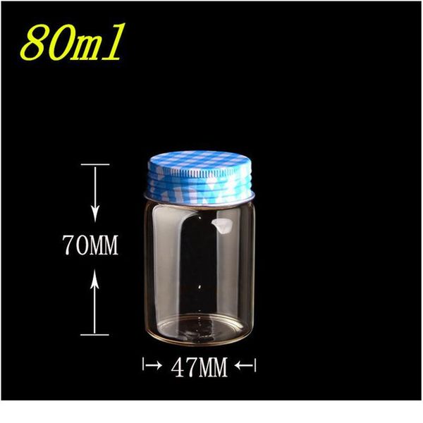 

47*70*34mm 80ml glass bottle sile ser aluminium cap leakproof empty jars glass transparent bottles containers 80 bbydap