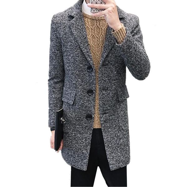 

men's trench coats 202120 autumn winter business casual boutique wool jacket coat / male woolen warm windbreaker, Tan;black