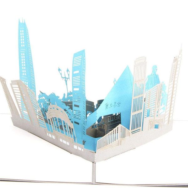 

3d laser cut handmade chinese shenzhen city paper invitation greeting cards postcard business creative gift collection souvenir wmtbgr