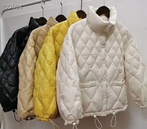 

autumn and winter 2020 diamond lattice light down jacket for women, Black