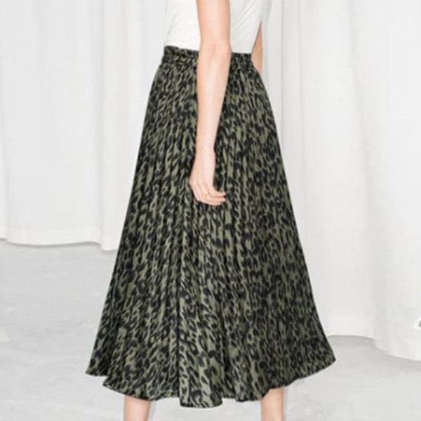

women skirt ladies retro leopard printed high waist skirt vintage skirts1, Black