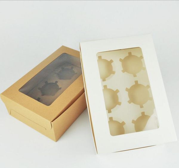 

крафт-карта бумаги бумажный кекс коробка 6 чашек держатели торта кексы коробки для кексы десерт портативный пакет коробка sqctek sports2010