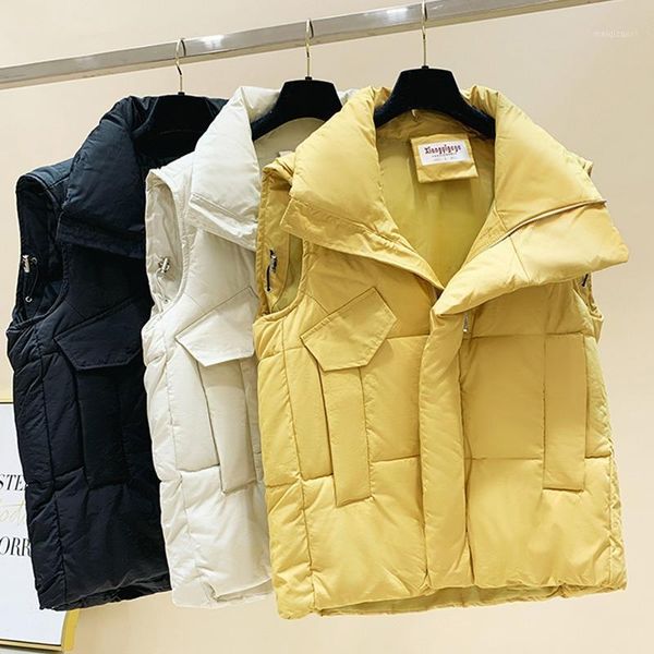 

2020 new fashion women's clothing zipper turn-down collar solid vests vest women1, Black;white