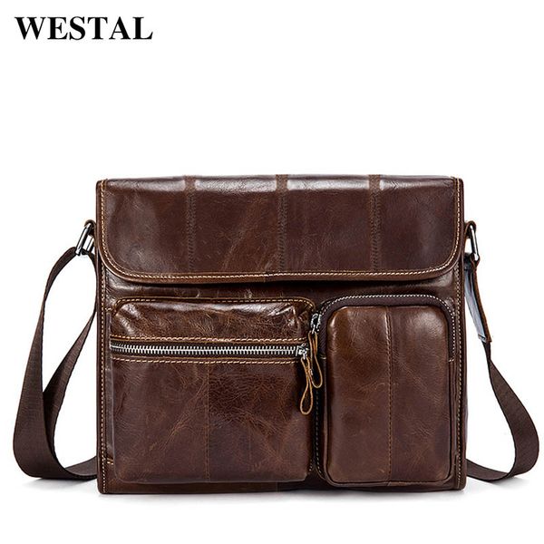 

westal vintage crossbody bags for men genuine leather bag male satchels men's shoulder bags leather messenger bags handbags 380