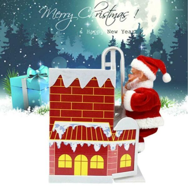 

1pc santa claus climbing chimney doll electric toy with music children kids christmas gifts new year gifts decoration toy1