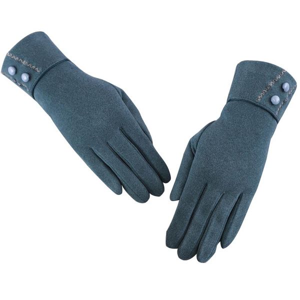

sagace 2020 new winter women' solid color german velvet gloves with touch screen for index finger outdoor windproof guantes, Blue;gray