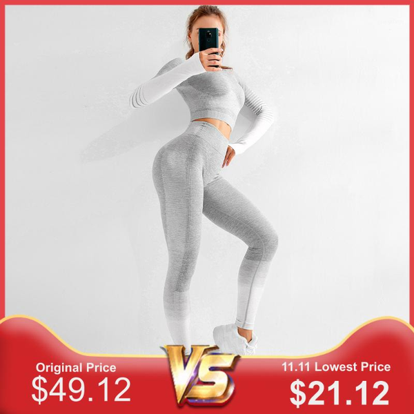 

2 piece push up set leggings shirt gym sets tracksuit women workout gym clothing sport clothes fitness suits women's sportswear1, White