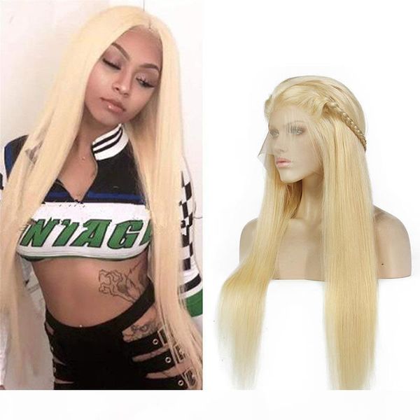 

brazilian human hair honey blonde 613# lace front wigs for black women silky straight full lace wigs with baby hair natural hairline, Black;brown