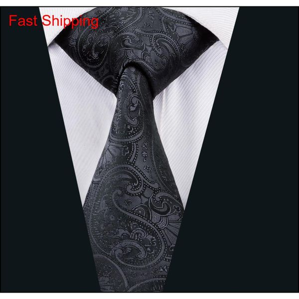 

classic silk tie for men black tie sets paisley mens necktie tie hanky cufflinks jacquard woven meeting formal qylfjw new_dhbest, Black;blue