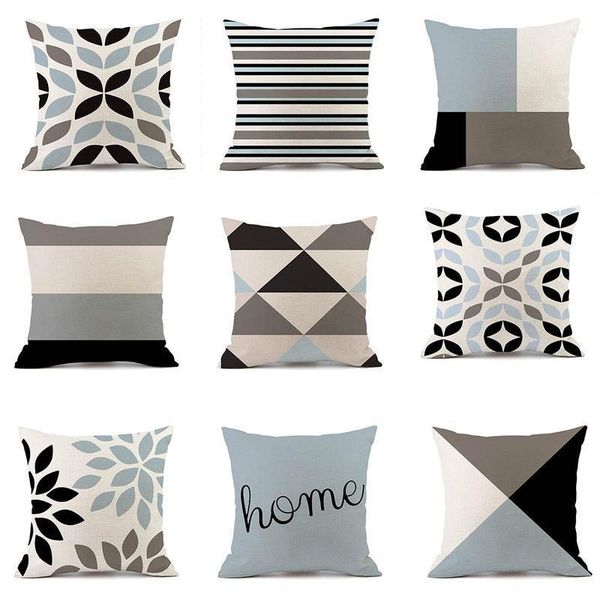 

cushion/decorative pillow warm and simple geometric light color home cotton linen case car couch cushion ddd071