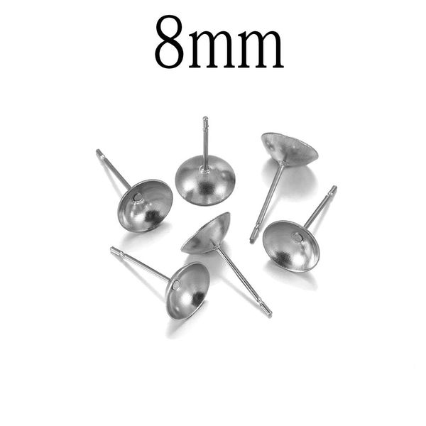 

100pcs stainless steel cup shape earring settings ear post pin findings diy ear jewelry making earrings blank base fits crystal bbyocy