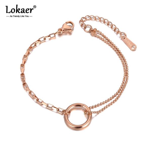 

link, chain lokaer fashion titanium stainless steel big circle charm bracelets for women bohemia cz crystal party link bracelet b20215, Black