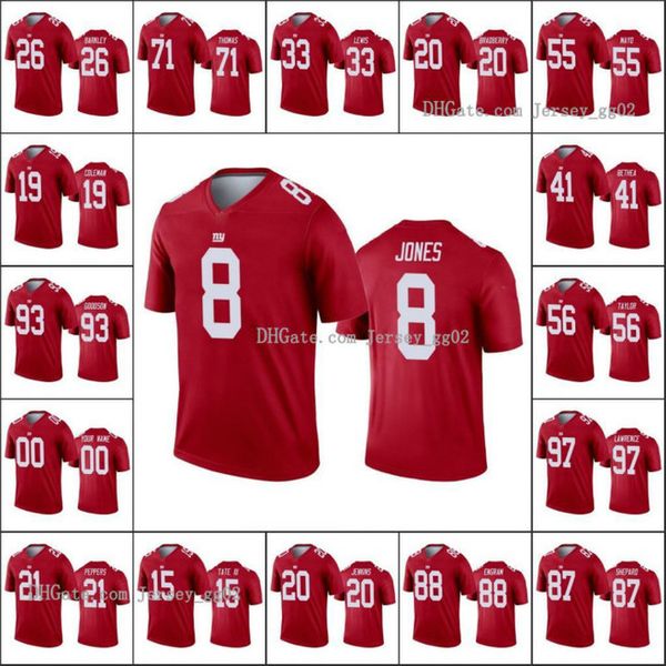 

нью-йорк гиганты мужчины # 26 saquon barkley 71 андрей томас 8 даниэль джонс женщины молодежь нфл на заказ красная перевернутая легенда джер, Black;red