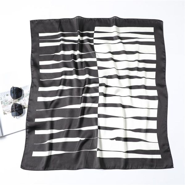 

квадратный шелковый шарф шаль шеи обертывания женские леди полоса волосы черные белые шарфы мода печать грязное платок бандана wmtekl, Blue;gray