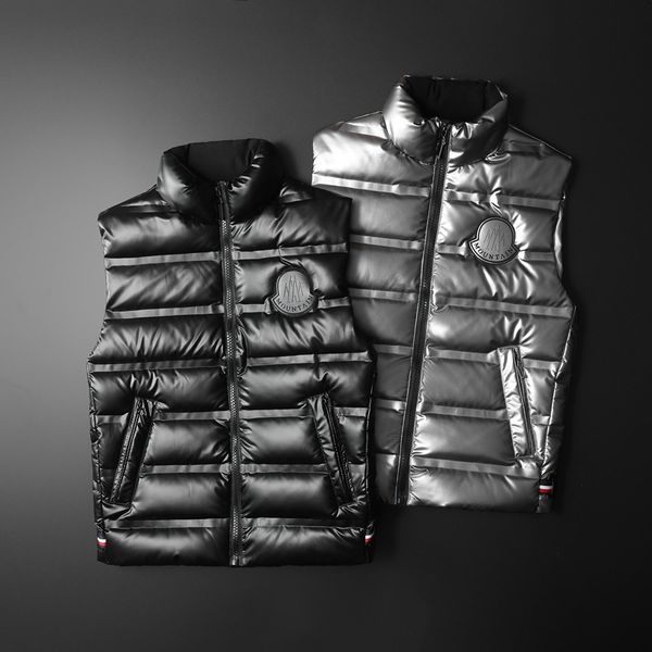 

2020 new men's sleeveless down vest bright standing collar down jacket white duck down trend vest cne fast shipping, Black