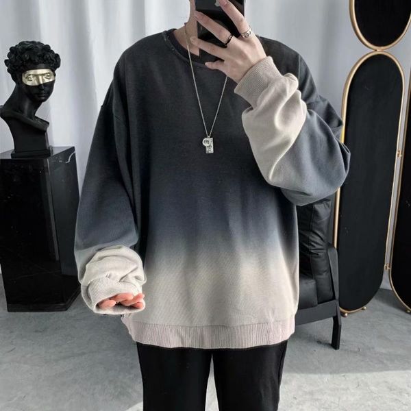 

men's hoodies & sweatshirts hoodie men vintage japanese style sweatshirt oversized clothes mens gradient funny students round neck chic, Black