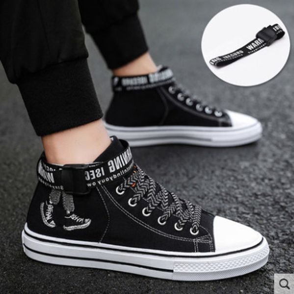 

new autumn men's shoes all-match casual shoes breathable high-canvas sneakers men skateboard shoes size 39-44, Black